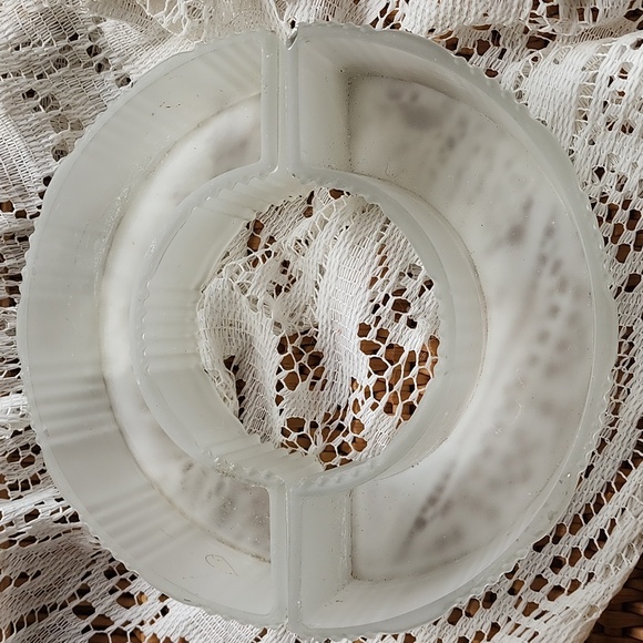 Vintage Frosted Glass Art Deco Flower Trough Succulents Plants Vase - Picture 5 of 10